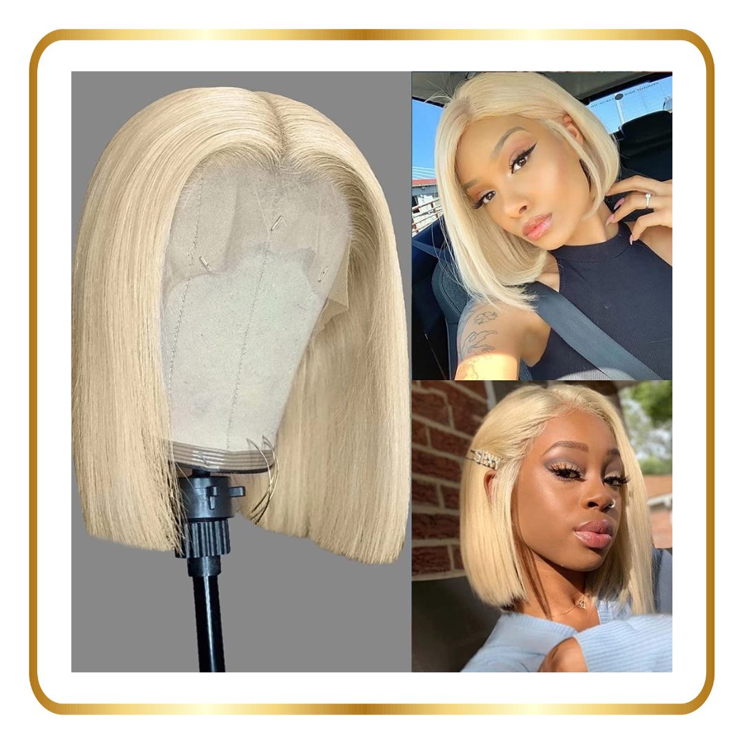 13x4 Straight Lace Front Bob Human Hair Wig Pre Plucked Hairline 180% Density - novadonna.ae