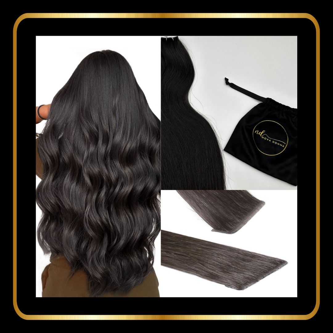 24 Inch Straight Invisible Tape-In Hair Extensions 50g 20 pieces(Natural Black #1B)