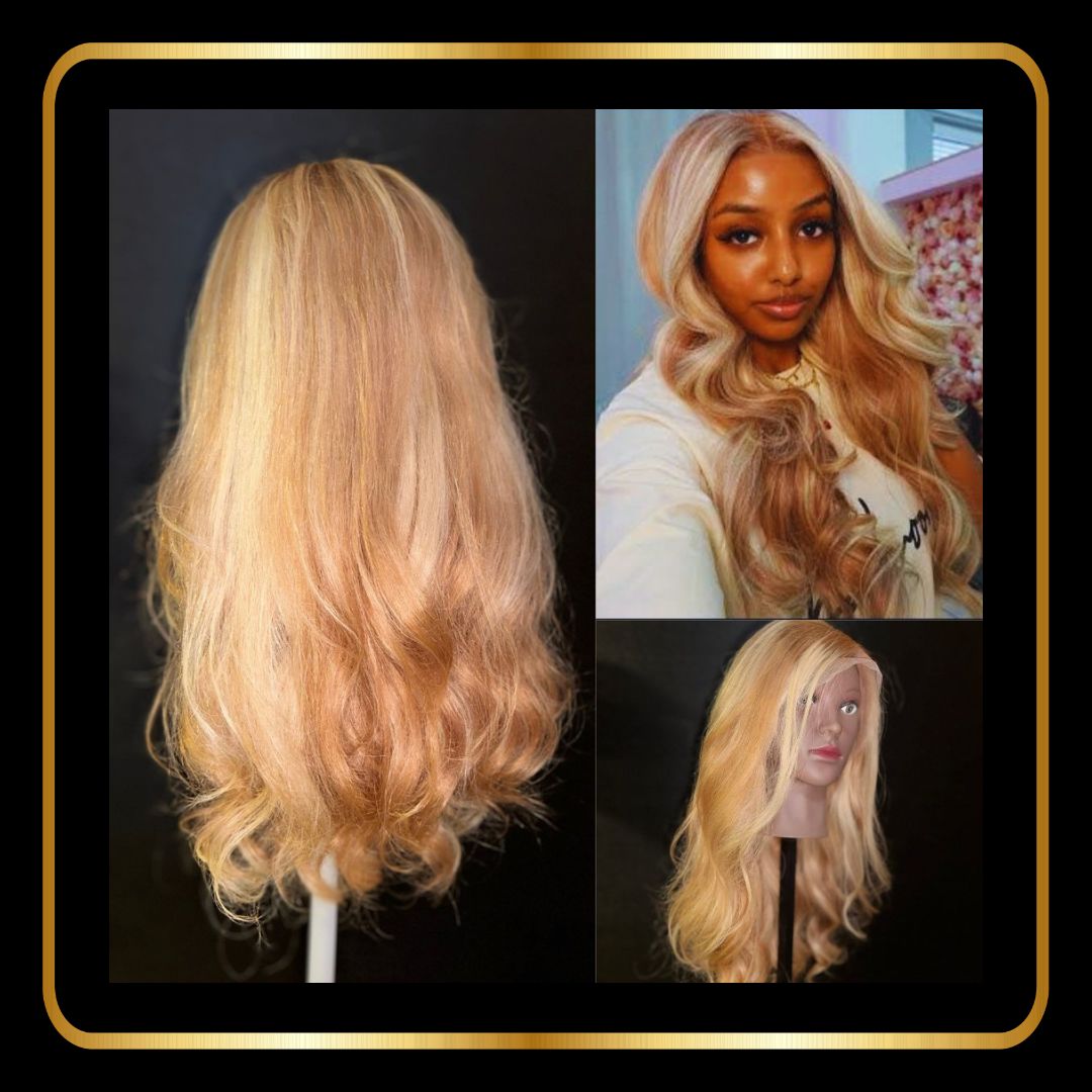 24" Body Wavy Lace Front Wig, Double Drawn Human Hair, Pre-Plucked Transparent 13x4 Lace, 200% Density ,Brown With Blonde HighlightsP10/613 - novadonna.ae