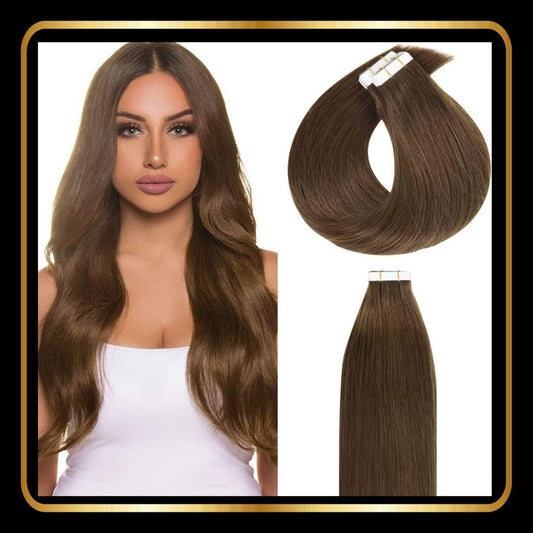 Tape-in Hair Vietnamese Extensions Human Hair Straight 22 Inch 50g 20 pieces (Chocolate Brown #4)