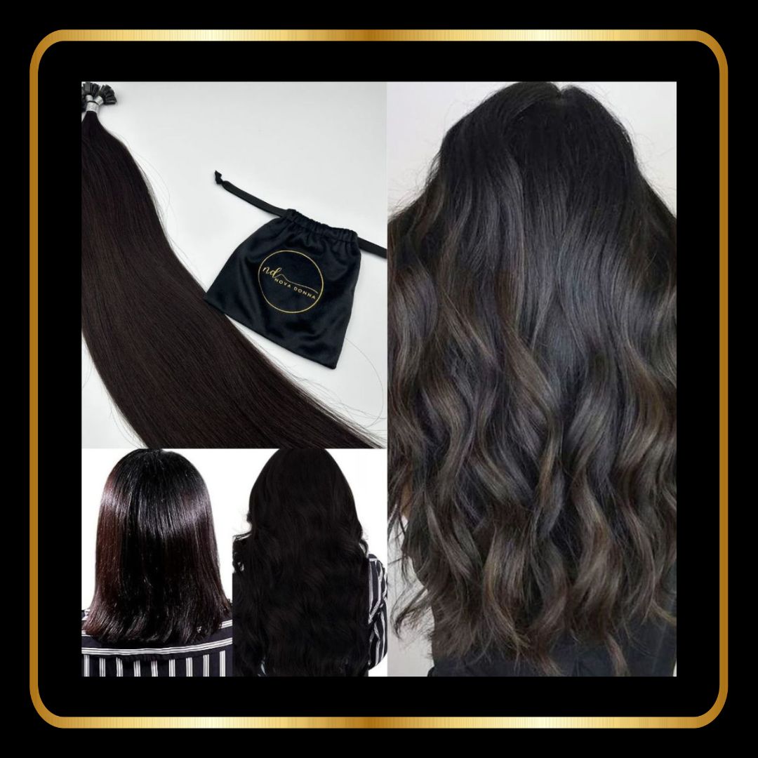 24 Inches Flat Tip Straight Hair Extensions Pre-Bonded 50 Grams Hot Fusion (Natural Black #1B)