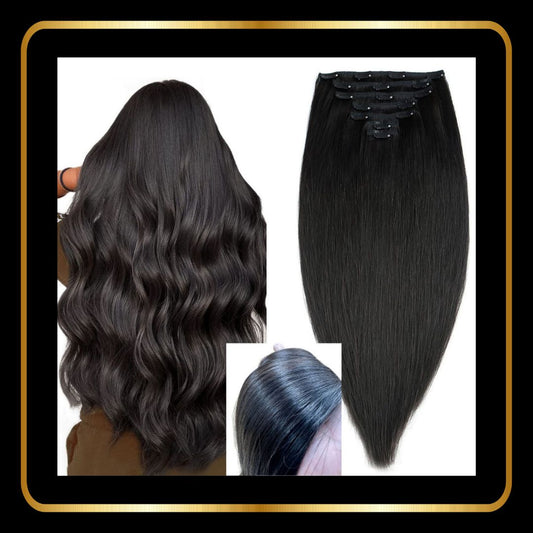 Clip-In Straight Hair Extensions 150g , 7 pieces(24 Inch,Natural Color)