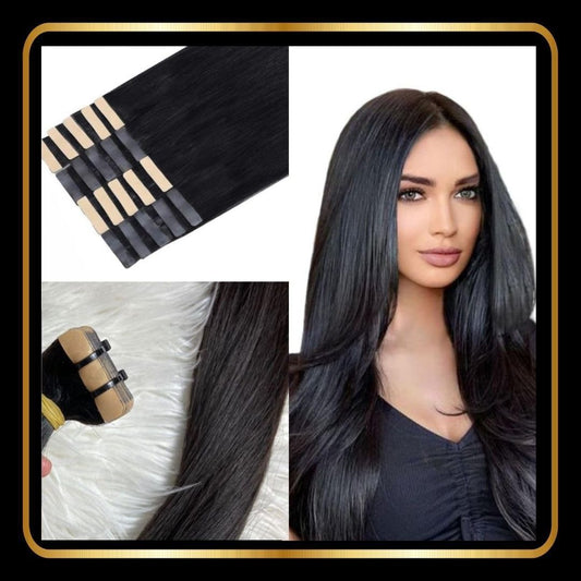 Tape-in Hair Vietnamese Extensions Human Hair Straight 22 Inch 50g 20 pieces (Natural Black Color)