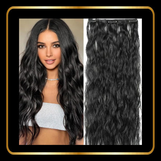 Clip-In Indian Beach Wave Hair Extensions 100g 1 piece(26 Inch, 8 inch Width, Natural Color)