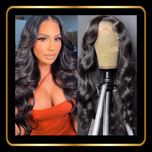 Body Wave 13x4 Lace Frontal Human Hair Wig, 180% Density Pre-Plucked with Baby Hair - novadonna.ae