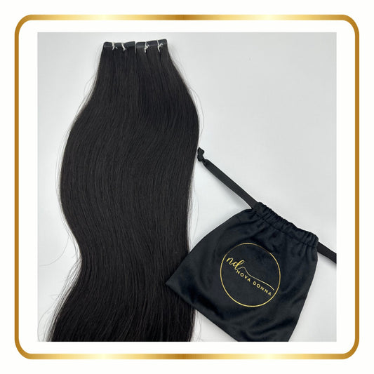 Tape-in Hair Extensions Human Hair Straight 24 Inch 50g 20 pieces - novadonna.ae