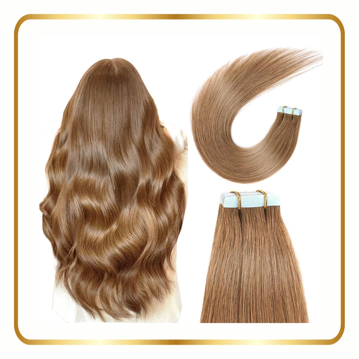 Tape-in Hair Extensions Human Hair Straight 24 Inch 50g 20 pieces - novadonna.ae