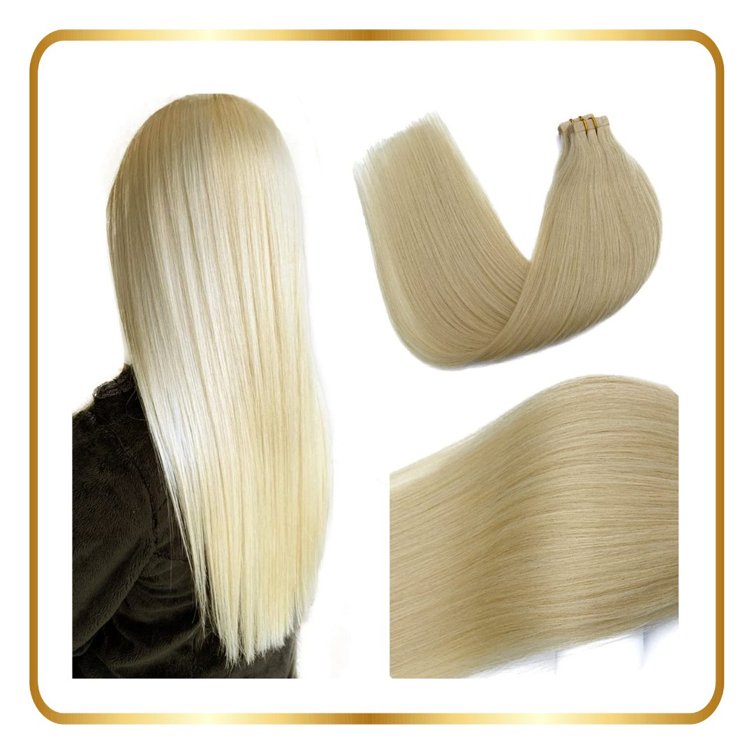 Tape-in Hair Extensions Human Hair Straight 24 Inch 50g 20 pieces - novadonna.ae