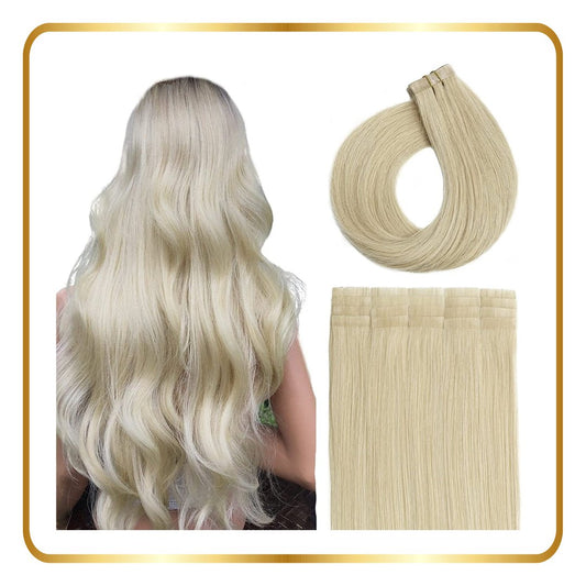 Tape-in Hair Extensions Human Hair Straight 24 Inch 50g 20 pieces - novadonna.ae