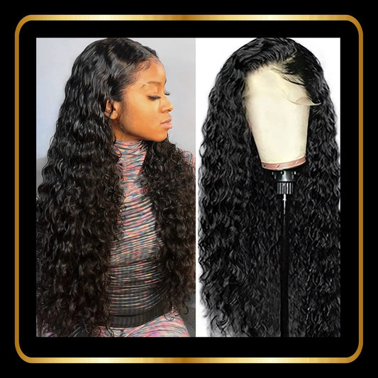 Water Wave Lace Front Human Hair Wig 13x4 HD Transparent Lace Frontal Pre Plucked 180% Density - novadonna.ae