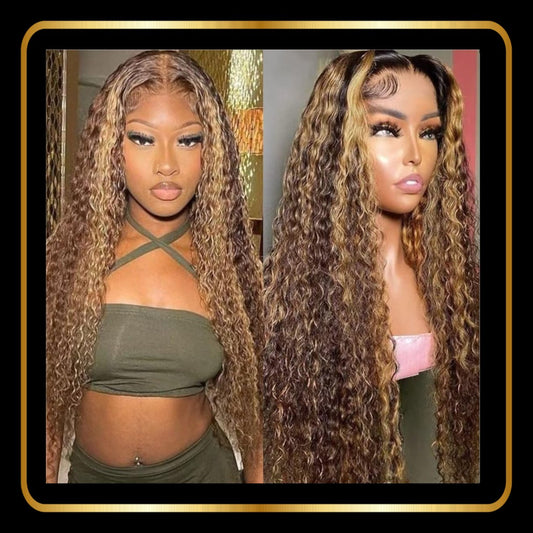 Water Wave Lace Front Human Hair Wig 13x4 HD Transparent Lace Frontal Pre Plucked 180% Density - novadonna.ae