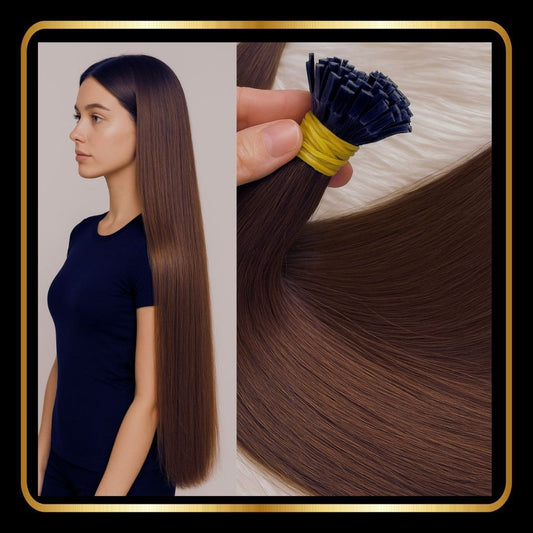 28 Inches Flat Tip Straight Vietnamese Hair Extensions Pre-Bonded 50 Grams Hot Fusion (Chocolate Brown#4)