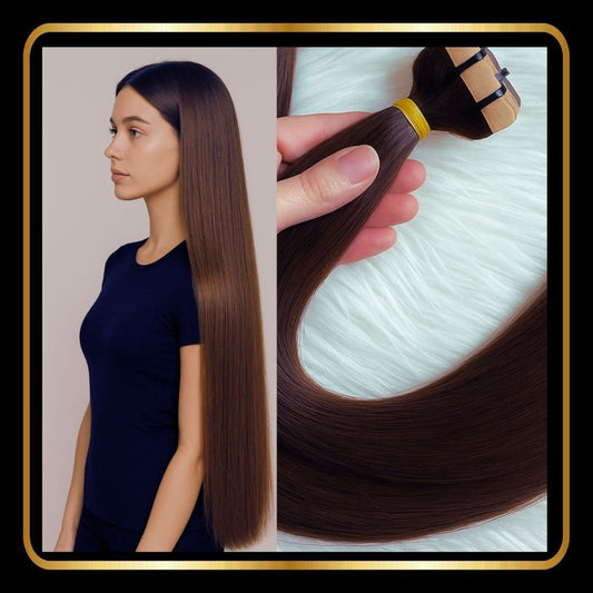 Tape-in Hair Vietnamese Extensions Human Hair Straight 28 Inch 50g 20 pieces (Chocolate Brown #4)