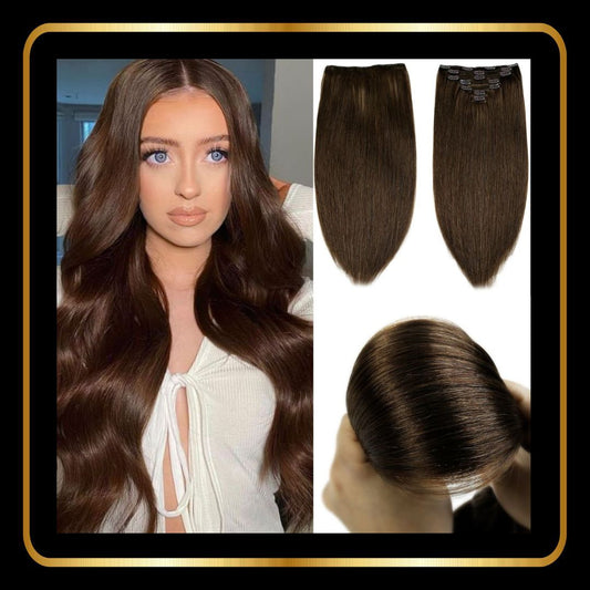 Clip-In Straight Hair Extensions 150g ,7 pieces(24 inch ,Color Dark Blonde #4)